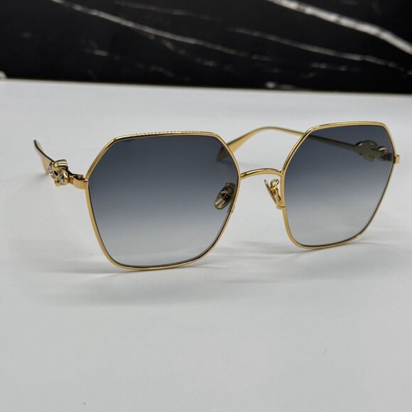 NEW AM0325S 001 ALEXANDER MCQUEEN GOLD/GREY WOMEN ALEXANDER MCQUEEN SUNGLASSES
